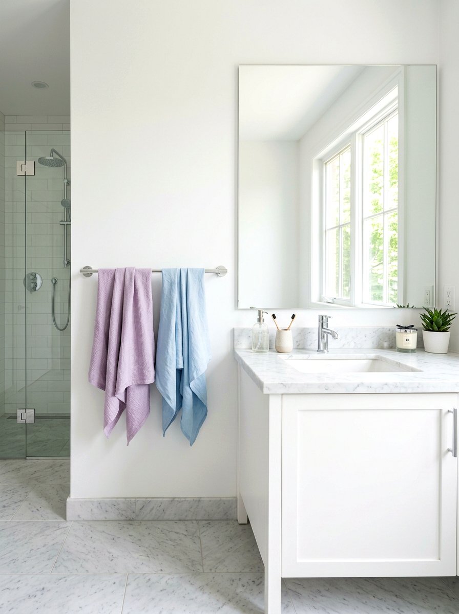 Pastel Linen Bath Towel - 25 Spring Towel Rack Decor Ideas