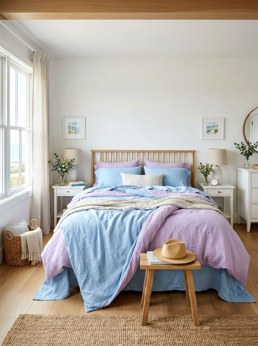 Pastel Linen Bedding - 25 Spring Headboard Decor Ideas