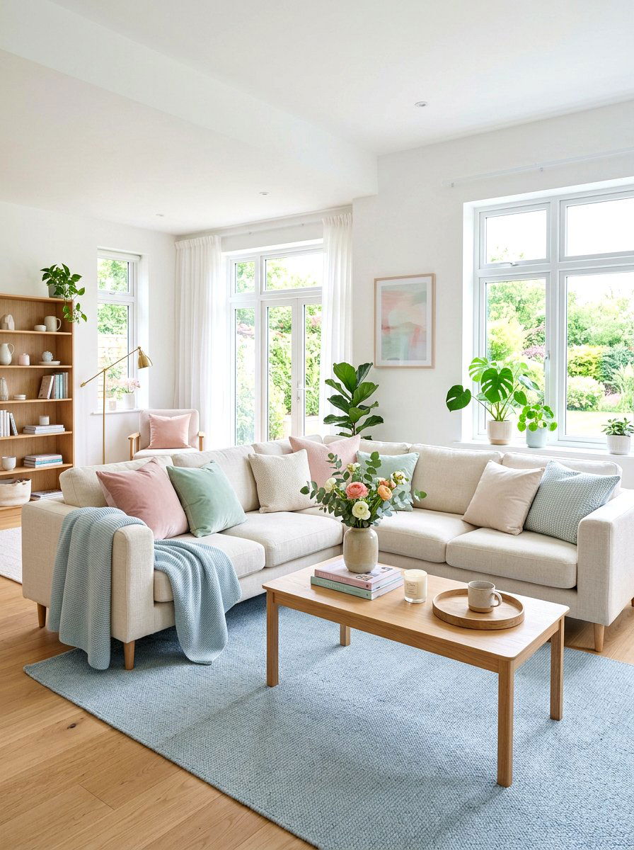 Pastel Living Room - 25 Spring Home Tour Ideas