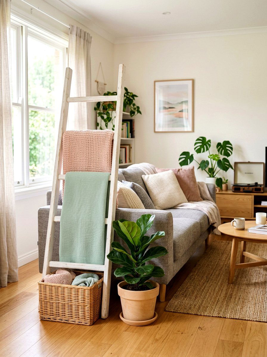 Pastel Living Room Accent - 25 Spring Ladder Decor Ideas