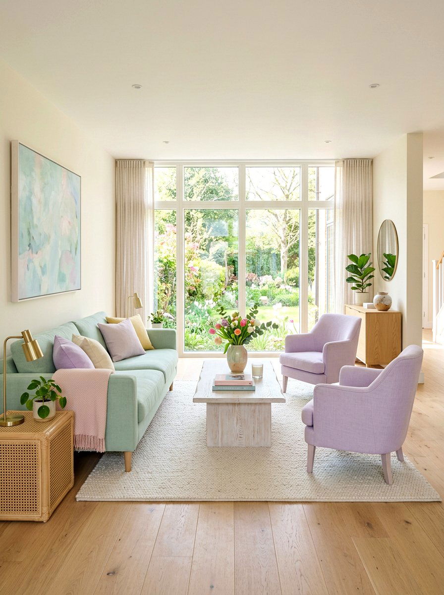 Pastel Living Room - 25 Spring Airbnb Decor Ideas