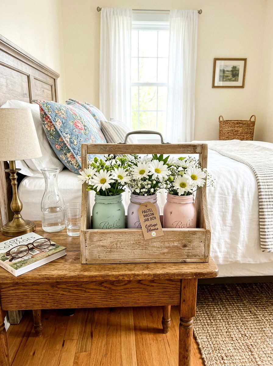 Pastel Mason Jar Box - 25 Spring Wooden Box Decor Ideas