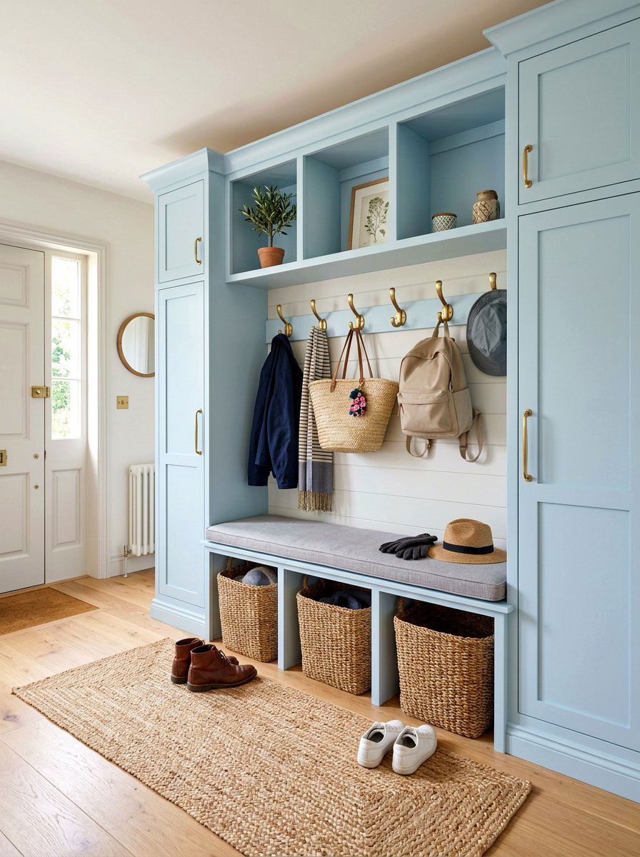 Pastel Mudroom Setup - 25 Spring Boutique Decor Ideas