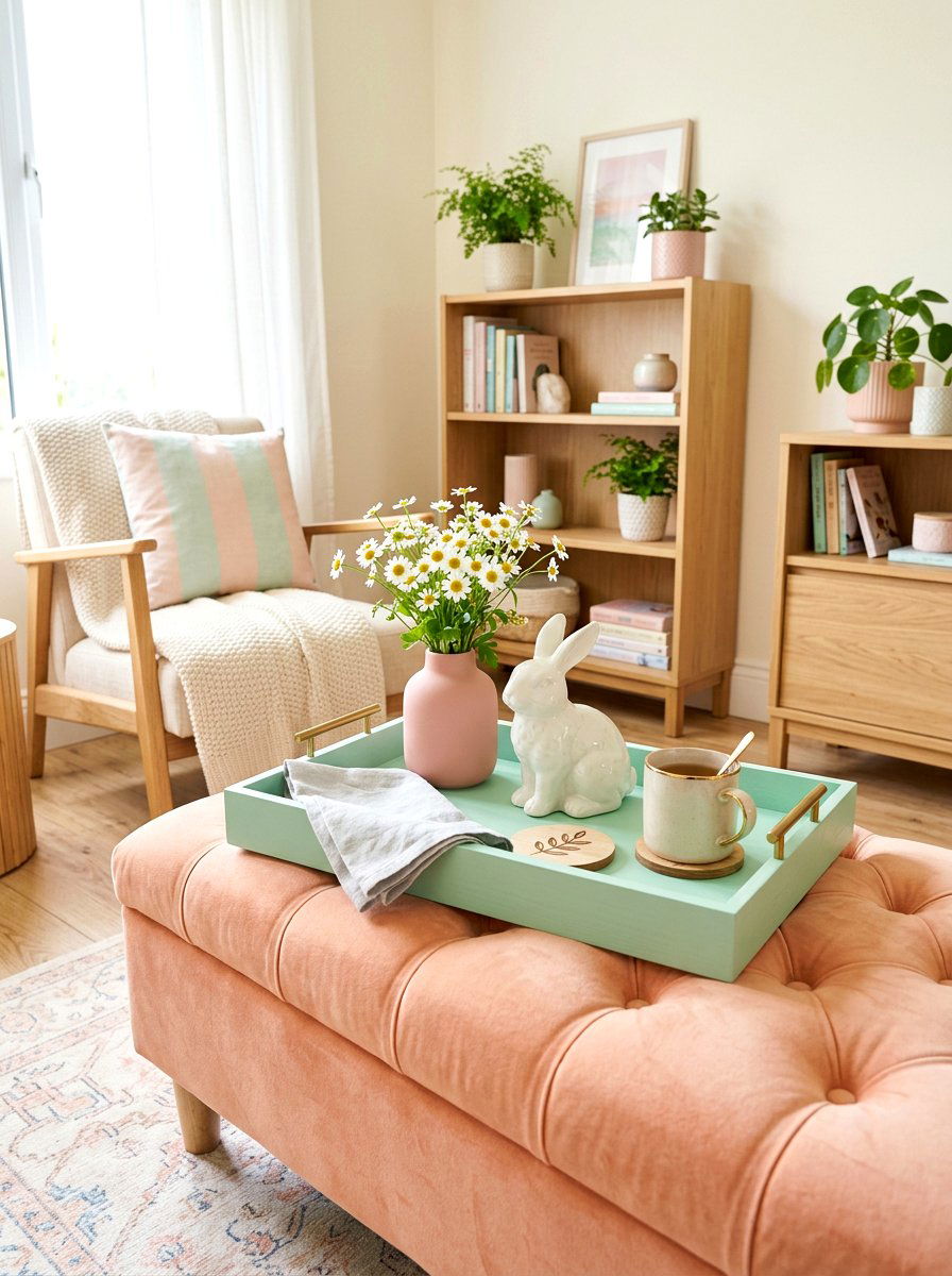 Pastel Ottoman Tray - 25 Spring Ottoman Tray Ideas
