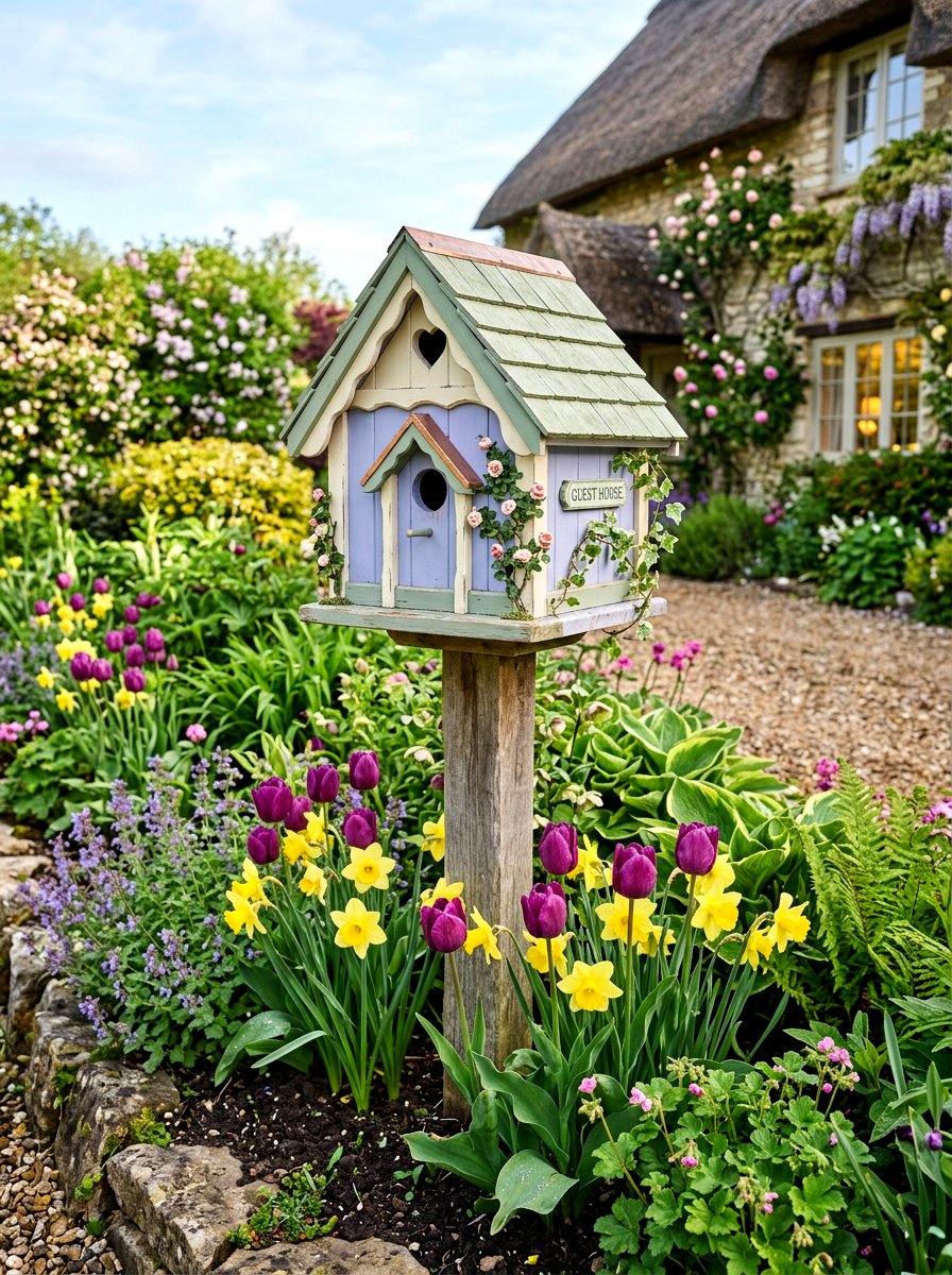 Pastel Painted Birdhouse - 25 Spring Birdhouse Decor Ideas