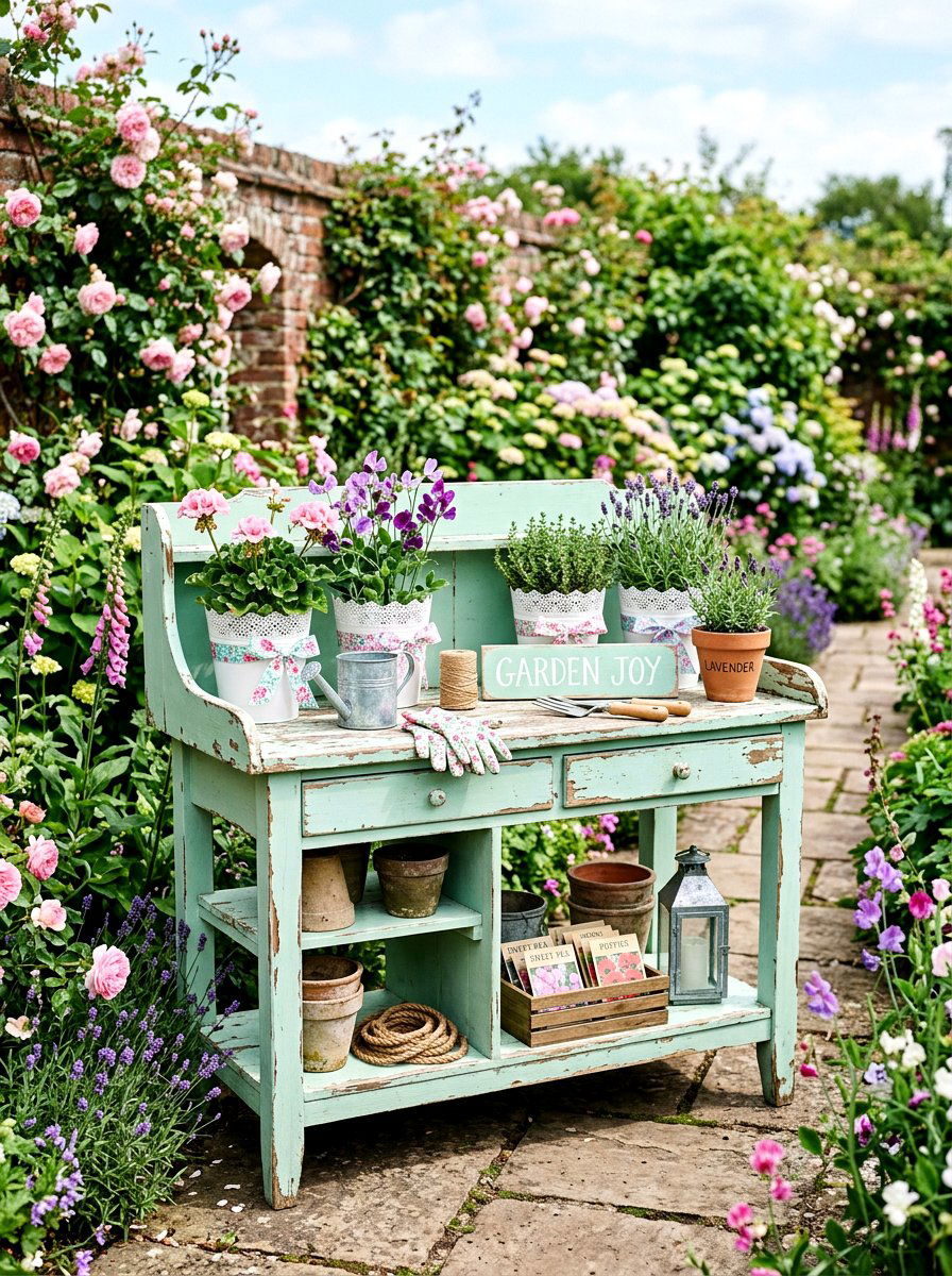 25 Spring Potting Bench Decor Ideas for Garden Enthusiasts