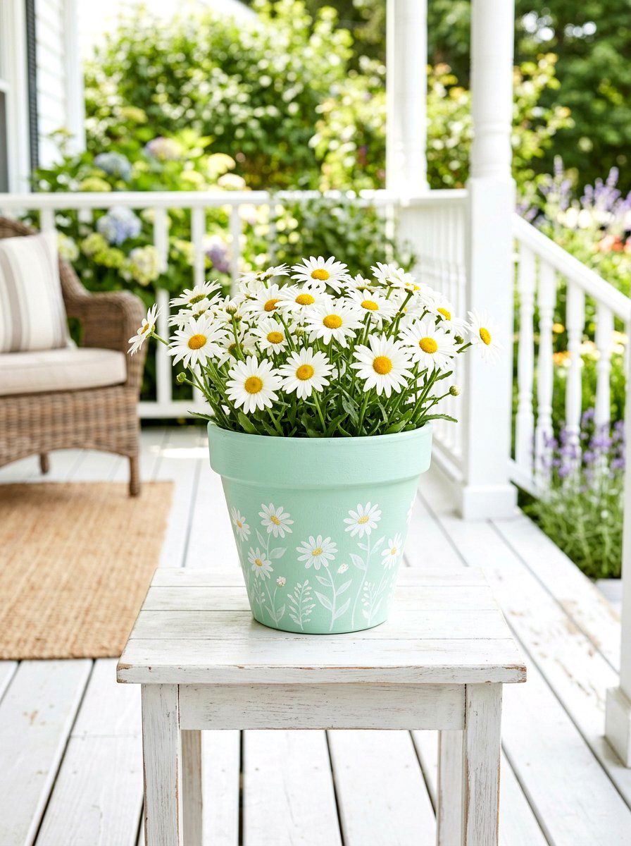 Pastel Painted Terra Cotta Pot - 25 Spring Planter Decorating Ideas