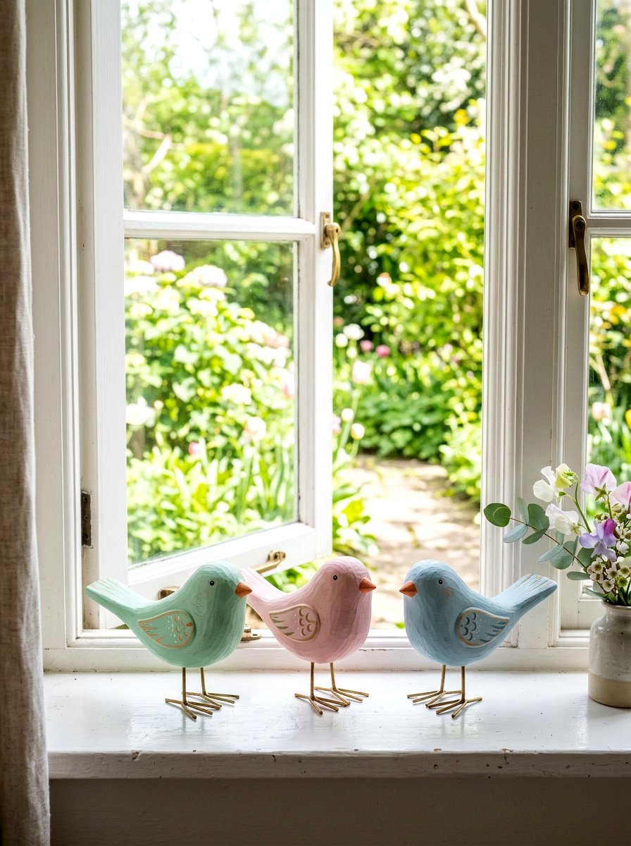 Pastel Painted Wooden Bird - 25 Spring Wooden Bird Ideas
