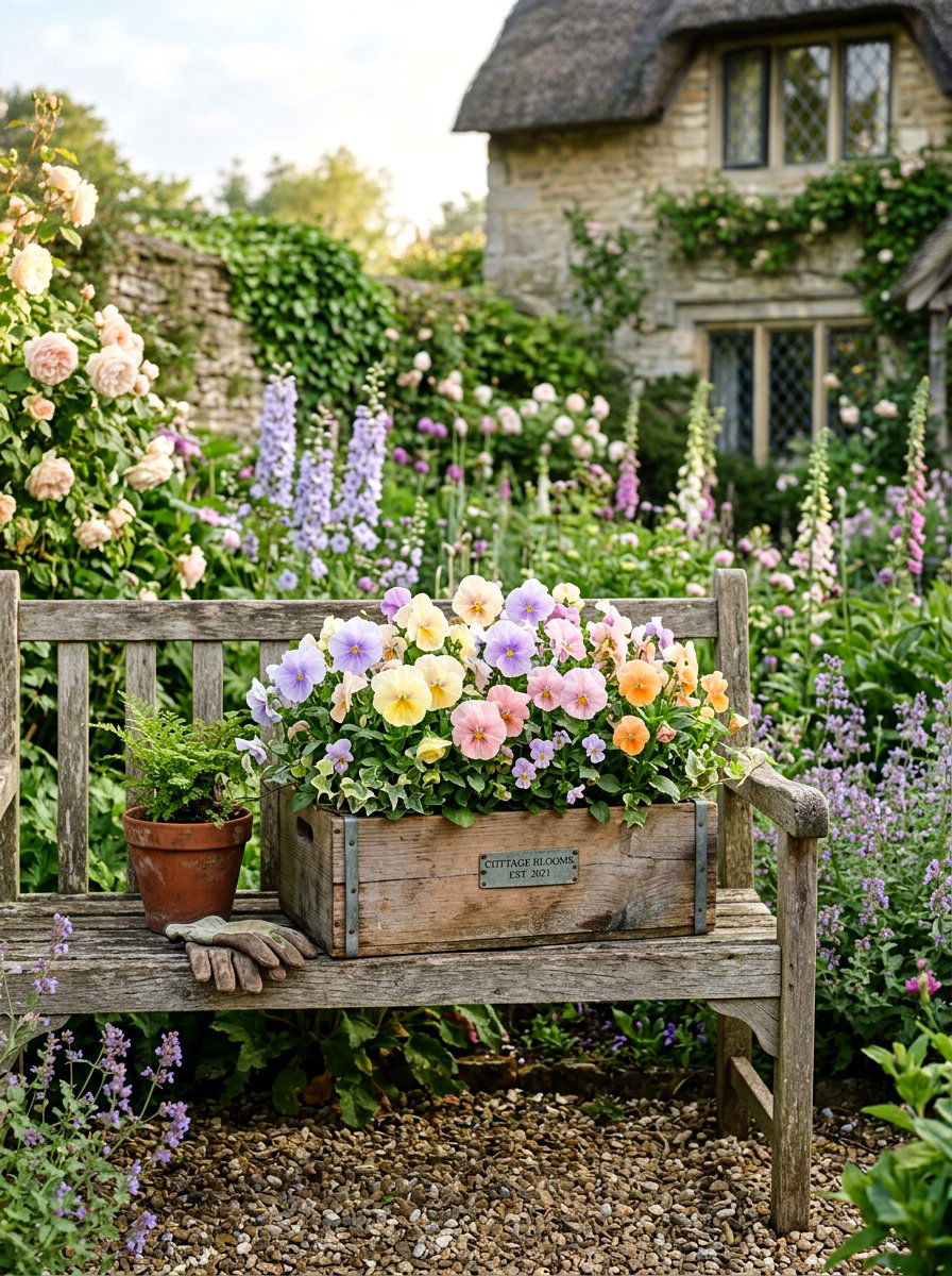 Pastel Pansy Arrangement - 25 Spring Garden Planter Ideas