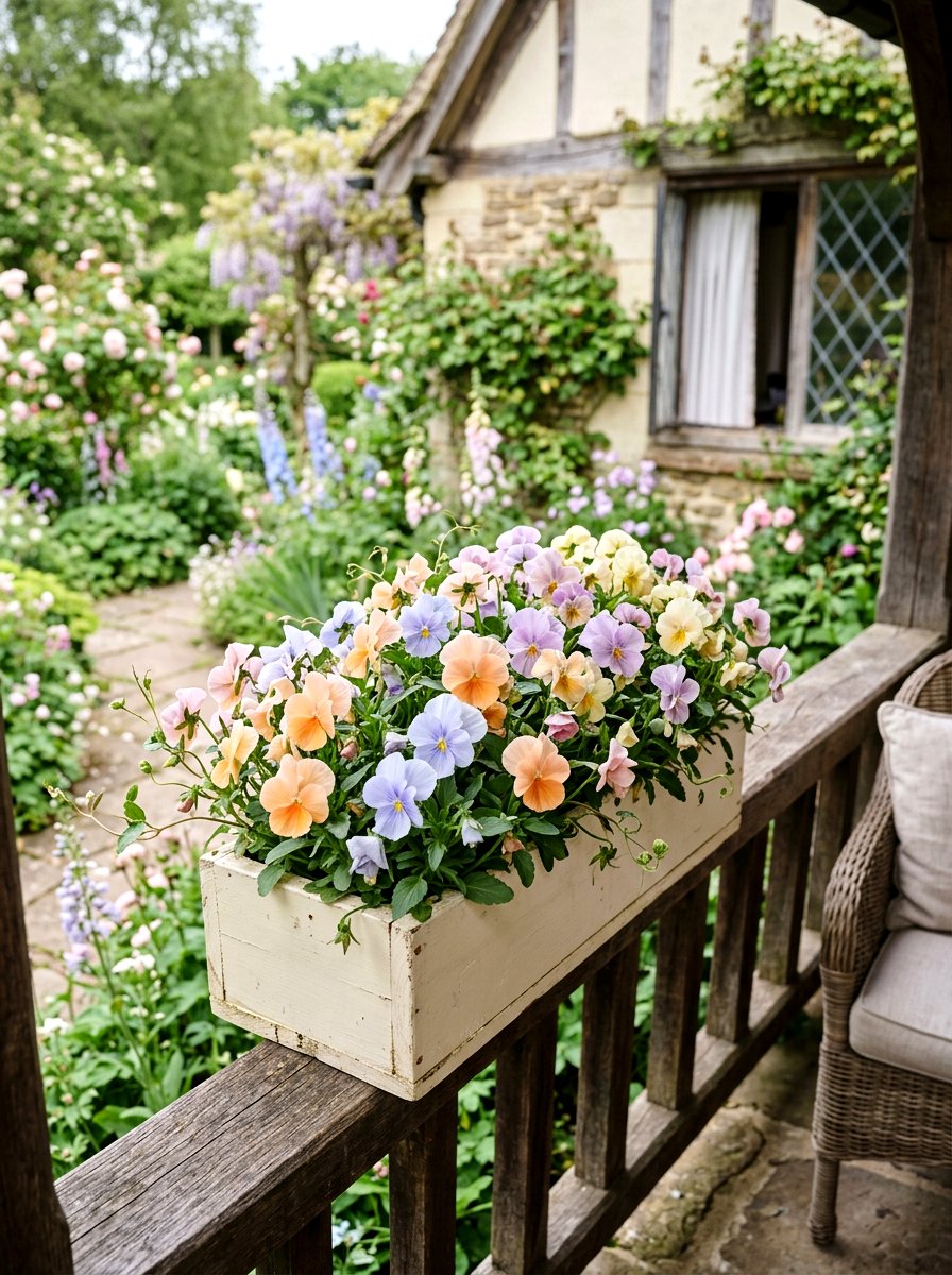 Pastel Pansy Flower Box - 25 Spring Pansy Planter Ideas