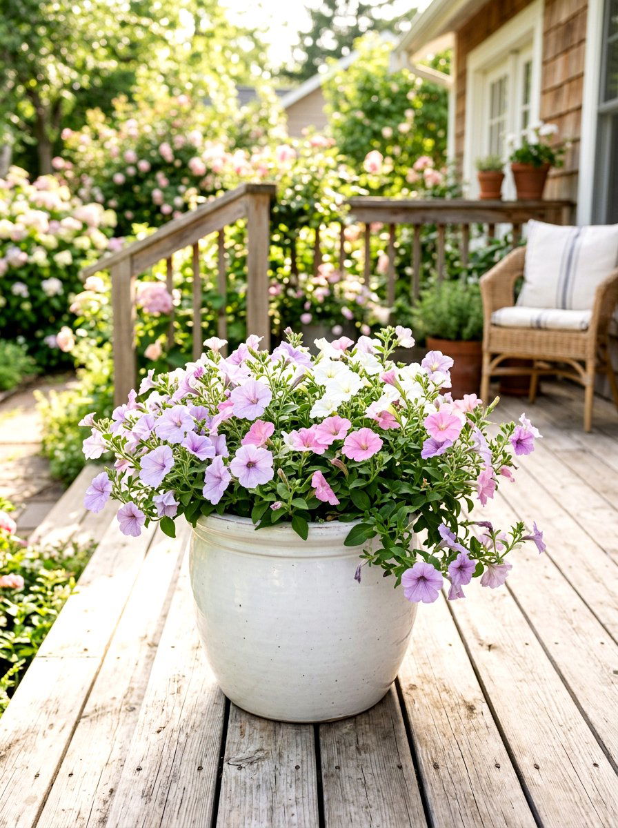 Pastel Petunia Planter - 25 Spring Outdoor Planter Ideas