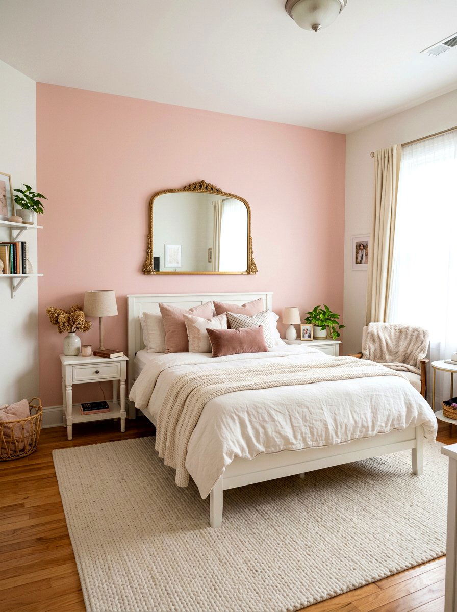 Pastel Pink Accent Wall - 25 Spring Shabby Chic Decor Ideas