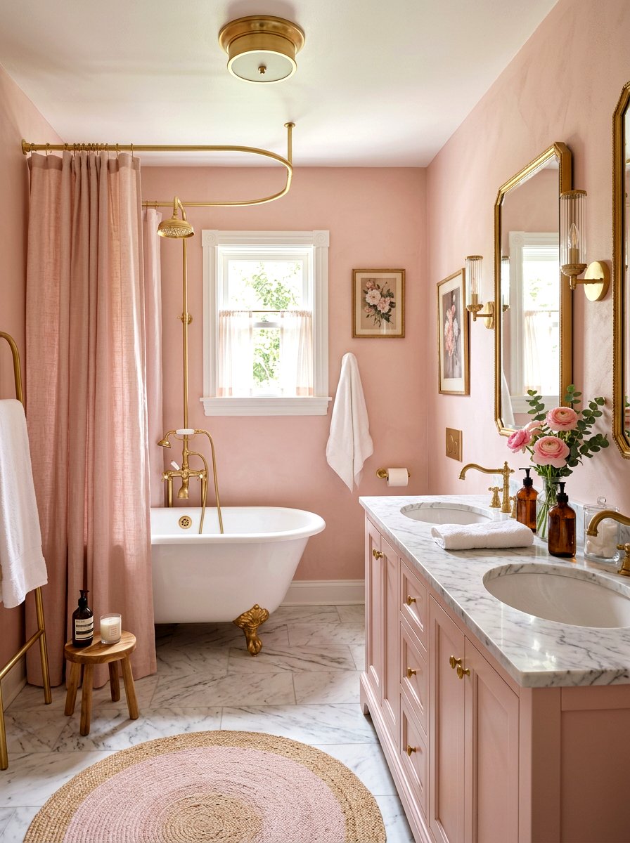 Pastel Pink Bathroom - 25 Spring Shower Curtain Ideas