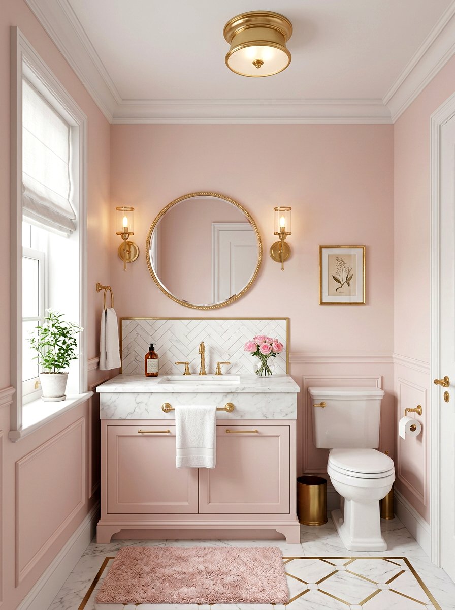 Pastel Pink Powder Room Walls - 25 Spring Powder Room Decor Ideas