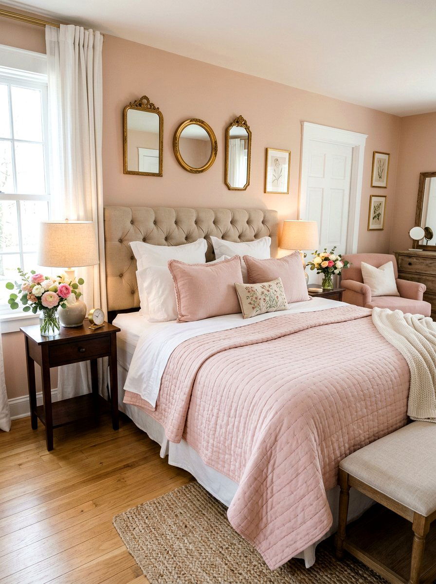 Pastel Pink Quilt - 25 Spring Bed Styling Ideas