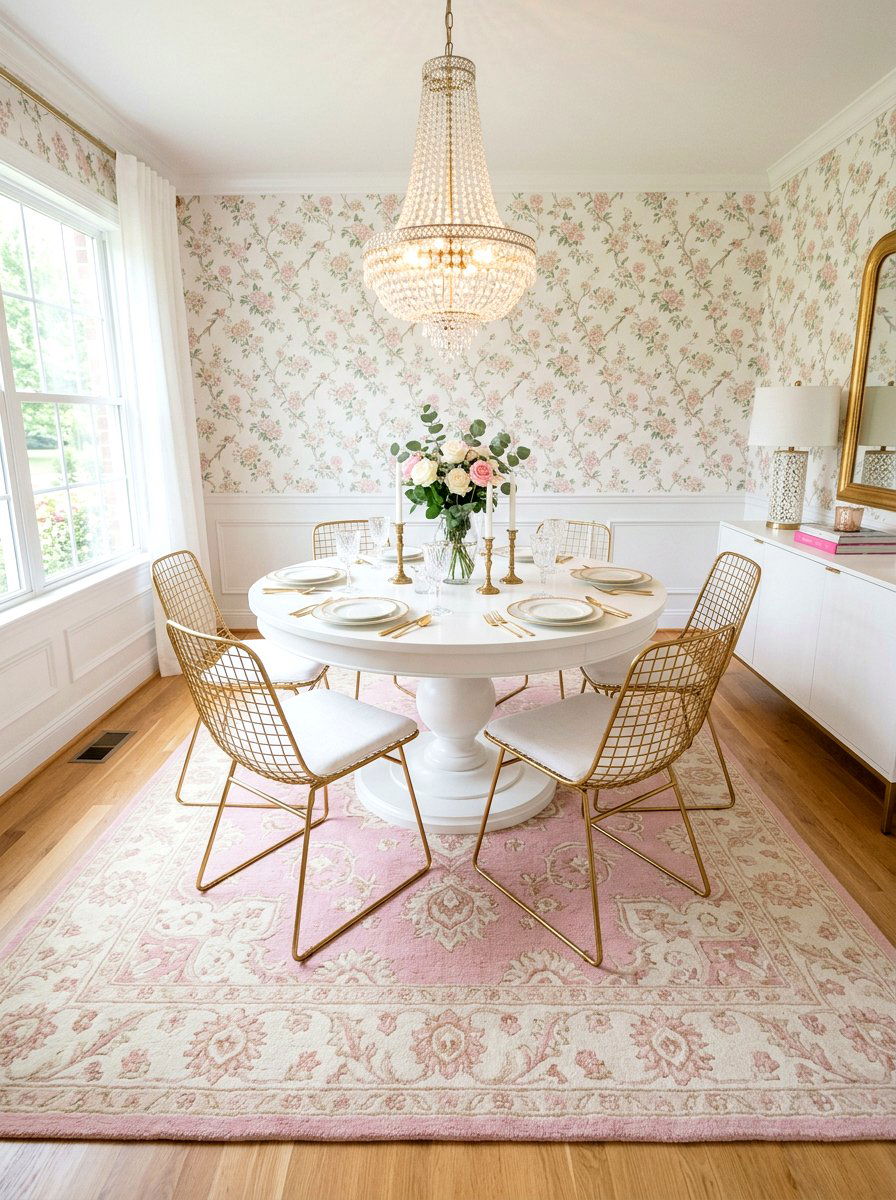 Pastel Pink Rug - 25 Spring Dining Room Rug Ideas
