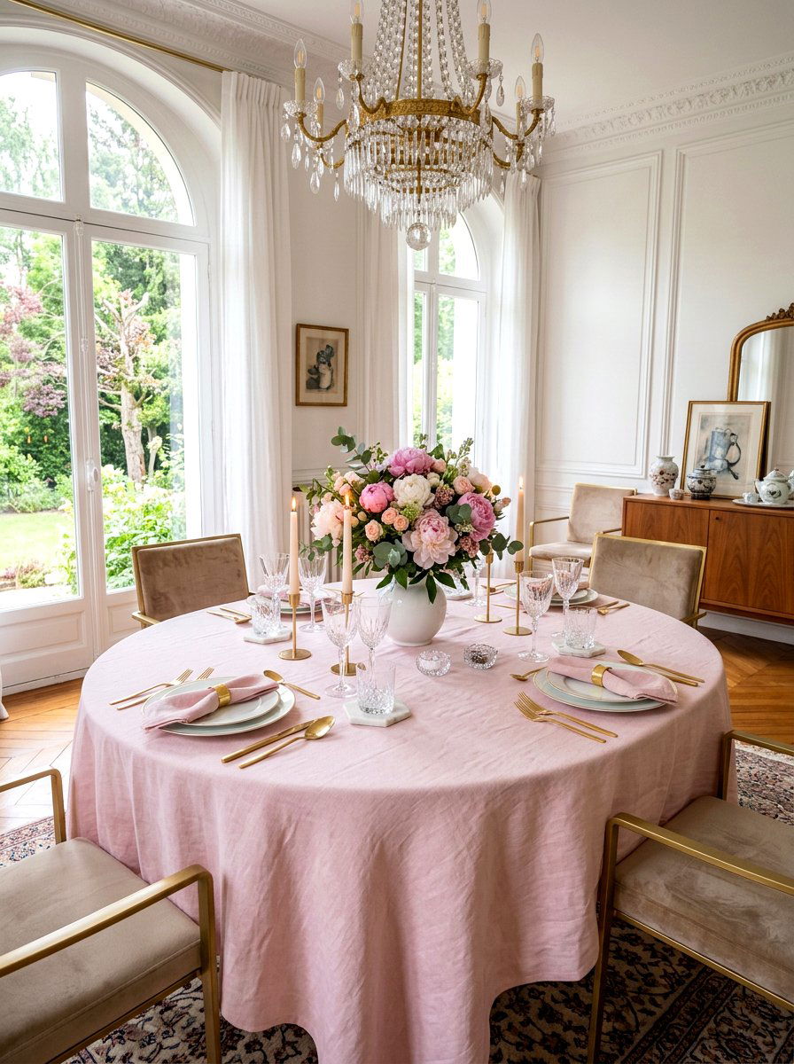 Pastel Pink Tablecloth - 25 Spring Tablecloth Ideas