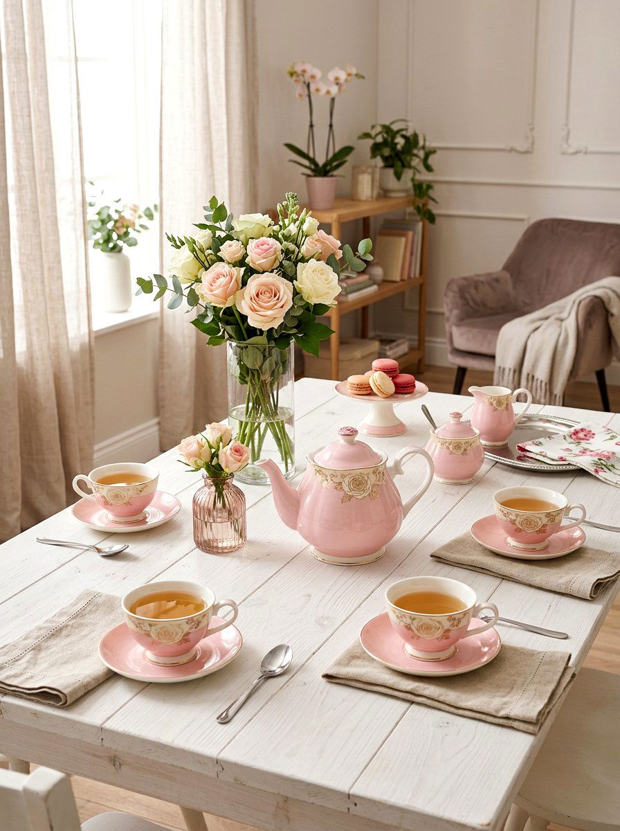 Pastel Pink Tea Service - 25 Spring Tea Set Ideas