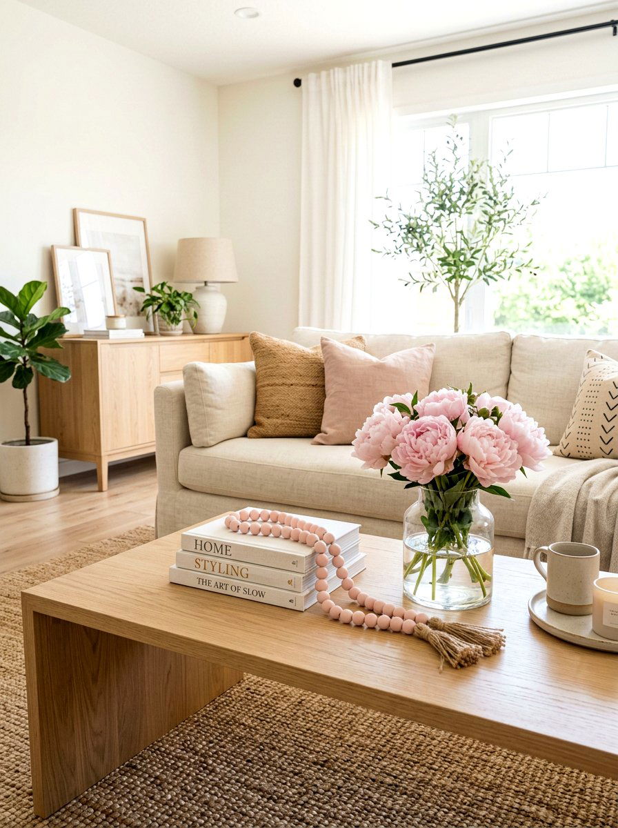 Pastel Pink Wood Bead Garland - 25 Spring Bead Garland Ideas