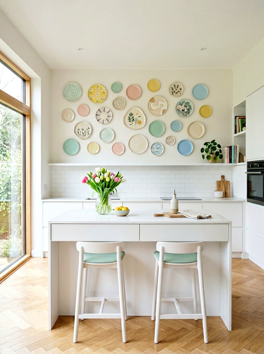 Pastel Plate Wall - 25 Spring Plate Wall Ideas