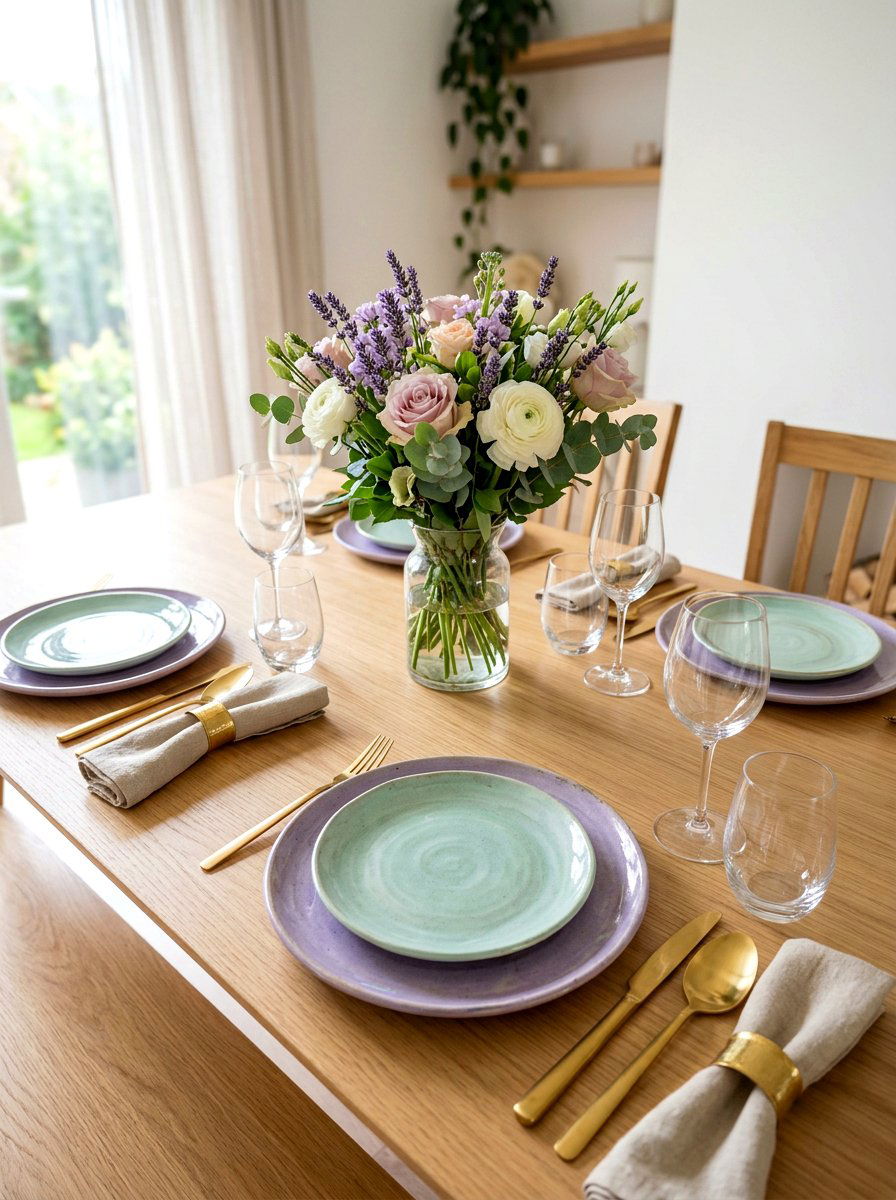 Pastel Plates Set - 25 Spring Dining Room Decor Ideas