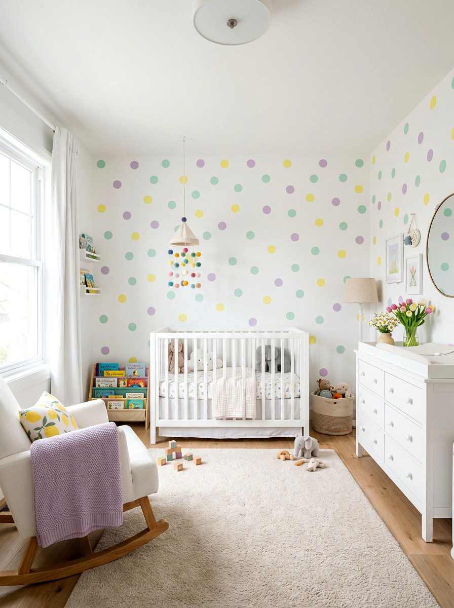 Pastel Polka Dot Wall Decal - 25 Spring Nursery Wall Decor Ideas