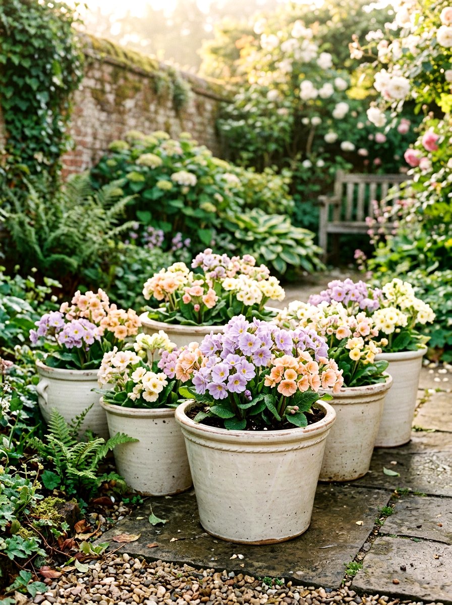 Pastel Primrose Pot - 25 Spring Primrose Planter Ideas