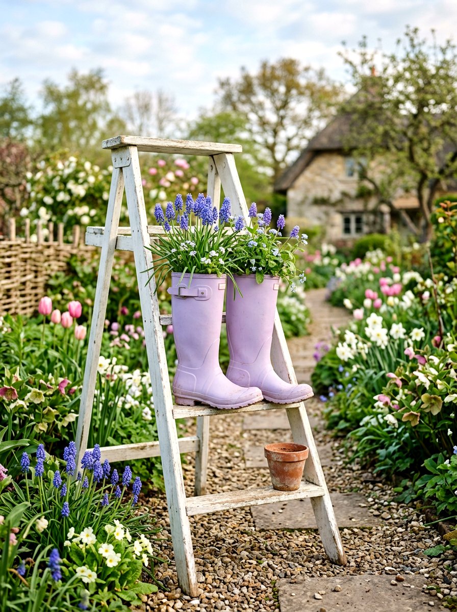 Pastel Rain Boot Planter - 25 Spring Rain Boot Planter Ideas