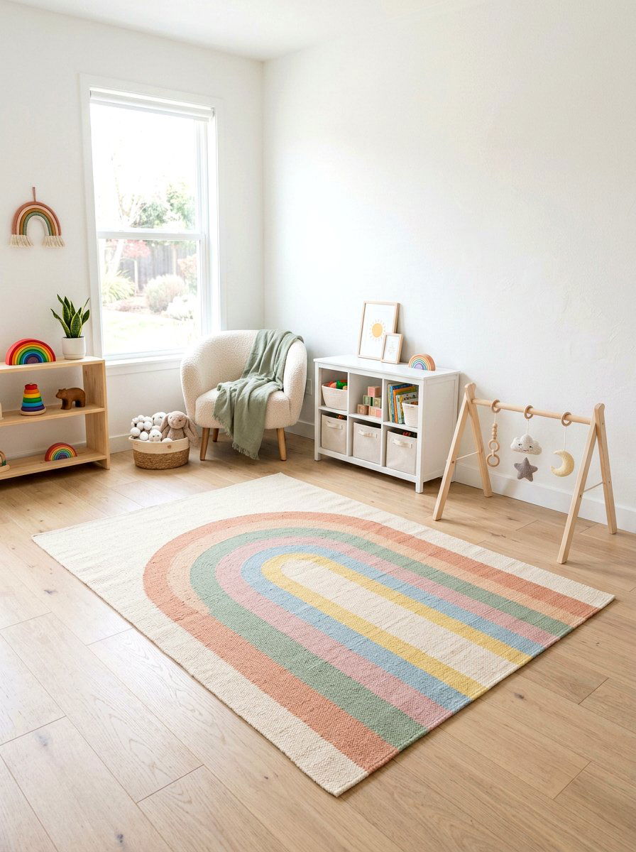 Pastel Rainbow Rug - 25 Spring Playroom Decor Ideas