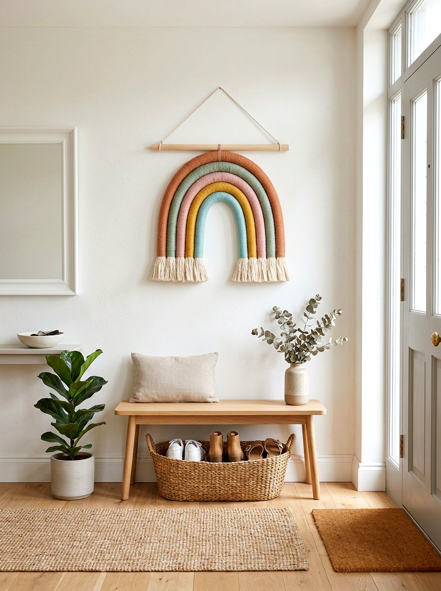 Pastel Rainbow Wall Hanging - 25 Spring Punch Needle Decor Ideas