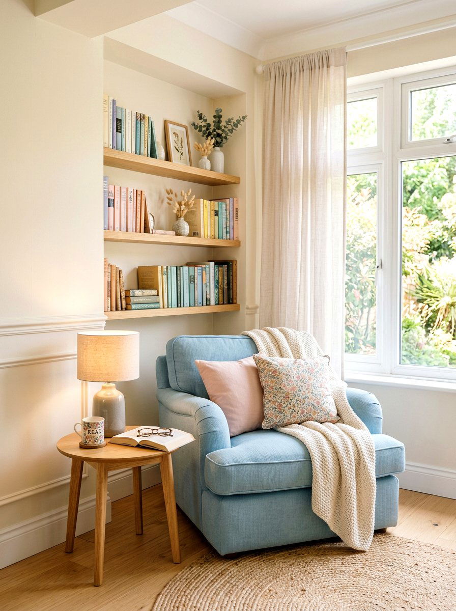 Pastel Reading Nook - 25 Spring Pastel Decor Ideas