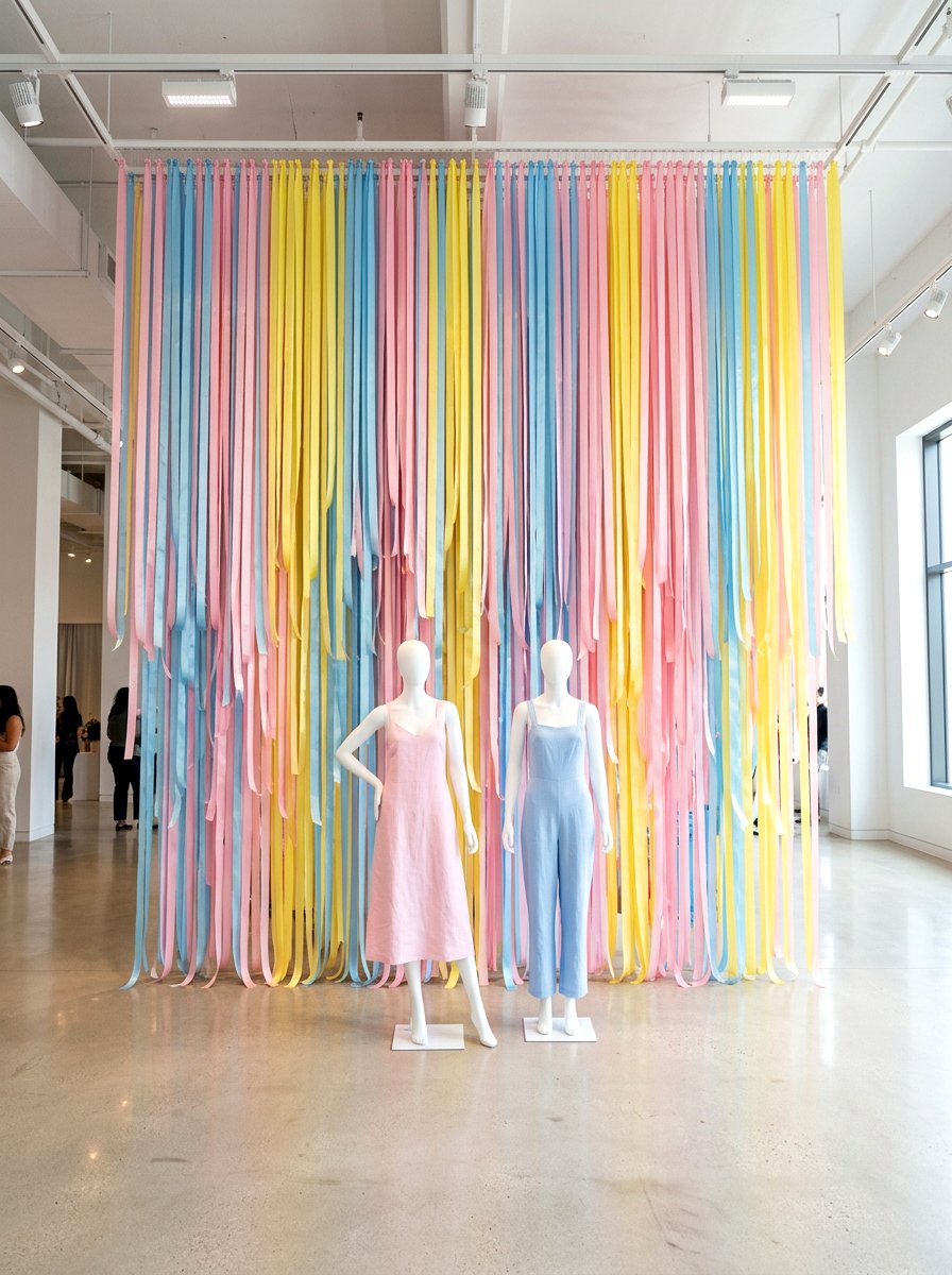 Pastel Ribbon Backdrop - 25 Spring Storefront Decor Ideas