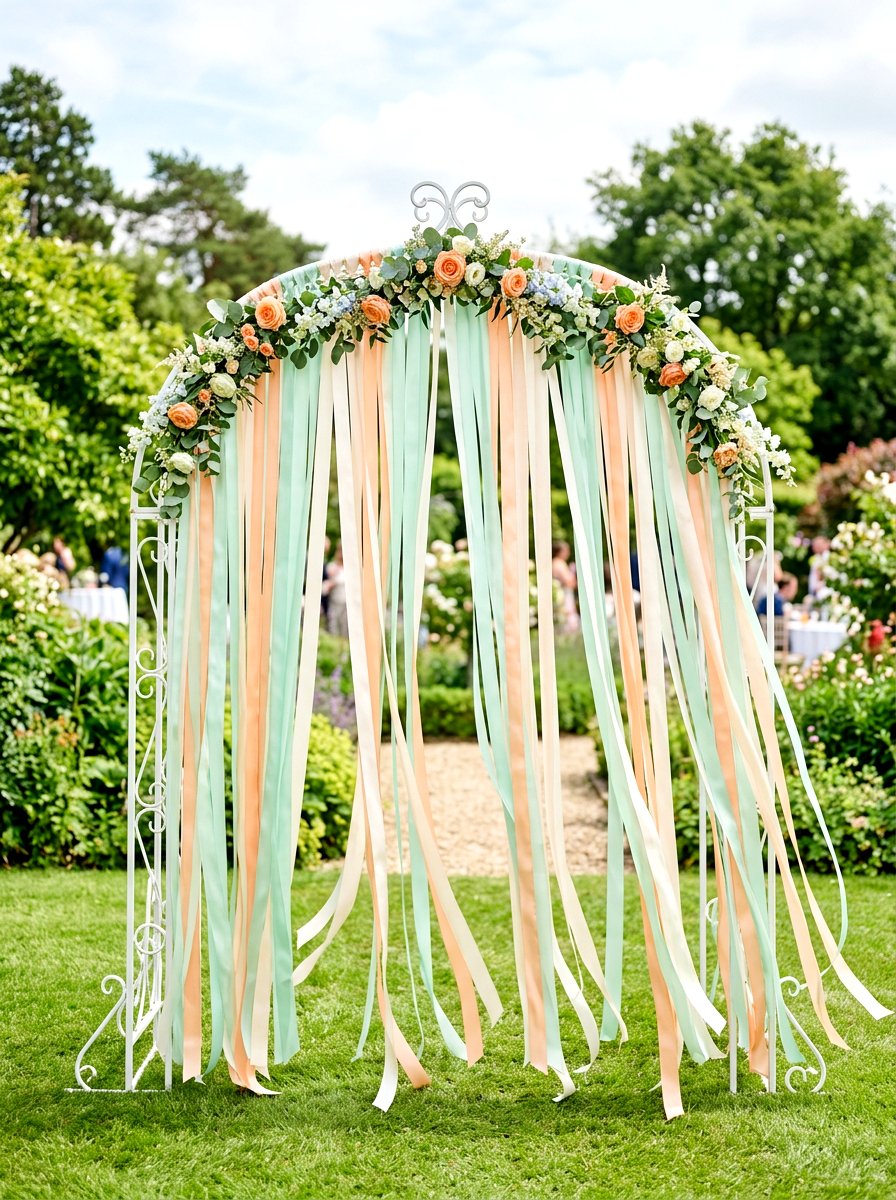 Pastel Ribbon Backdrop - 25 Spring Arbor Decor Ideas