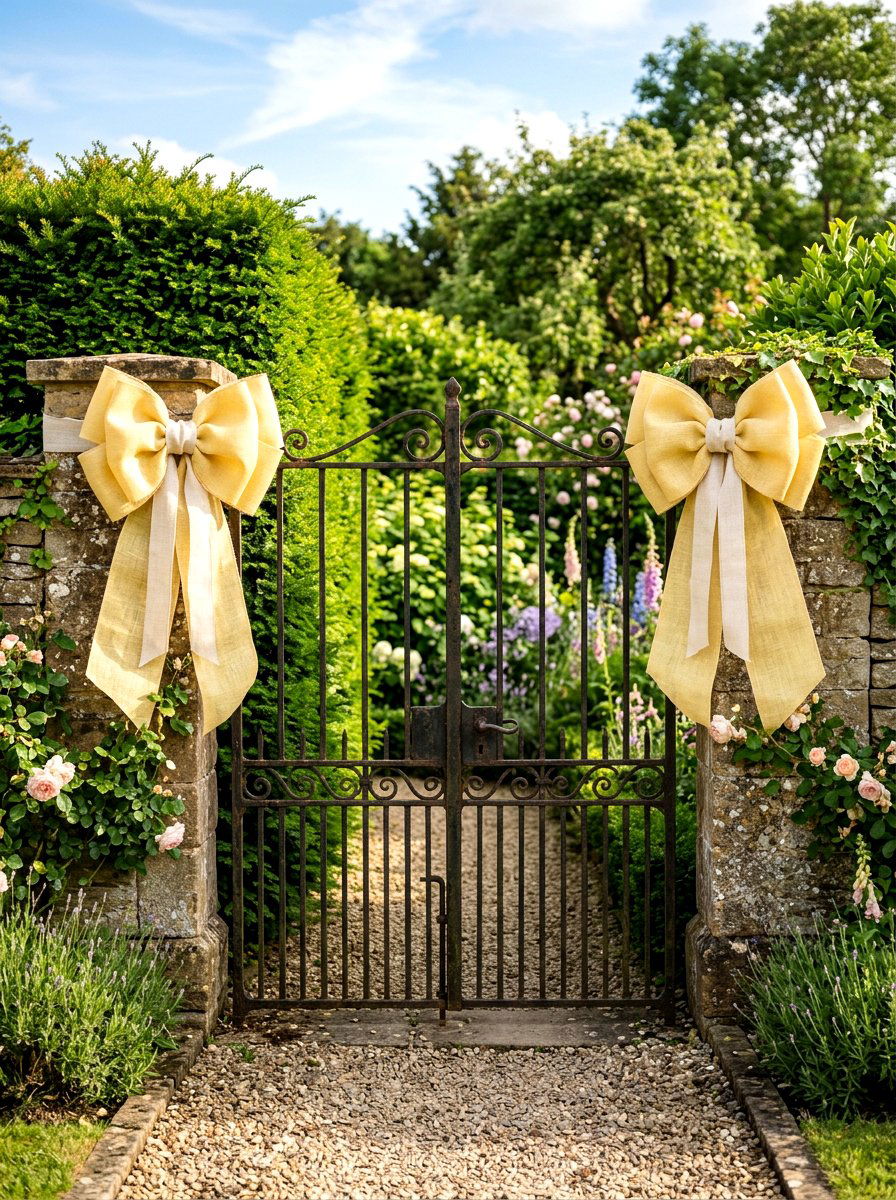 Pastel Ribbon For Gate - 25 Spring Iron Gate Decor Ideas