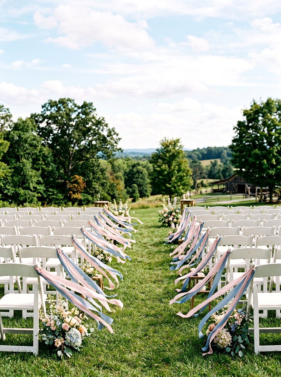 Pastel Ribbon Streamer - 25 Spring Wedding Aisle Decor Ideas