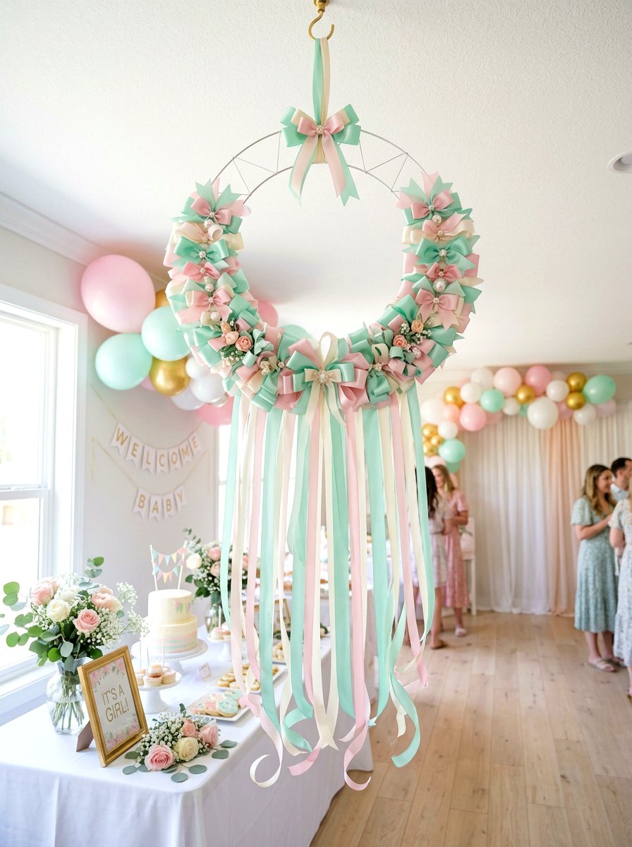 Pastel Ribbon Wreath - 25 Spring Chandelier Wreath Ideas