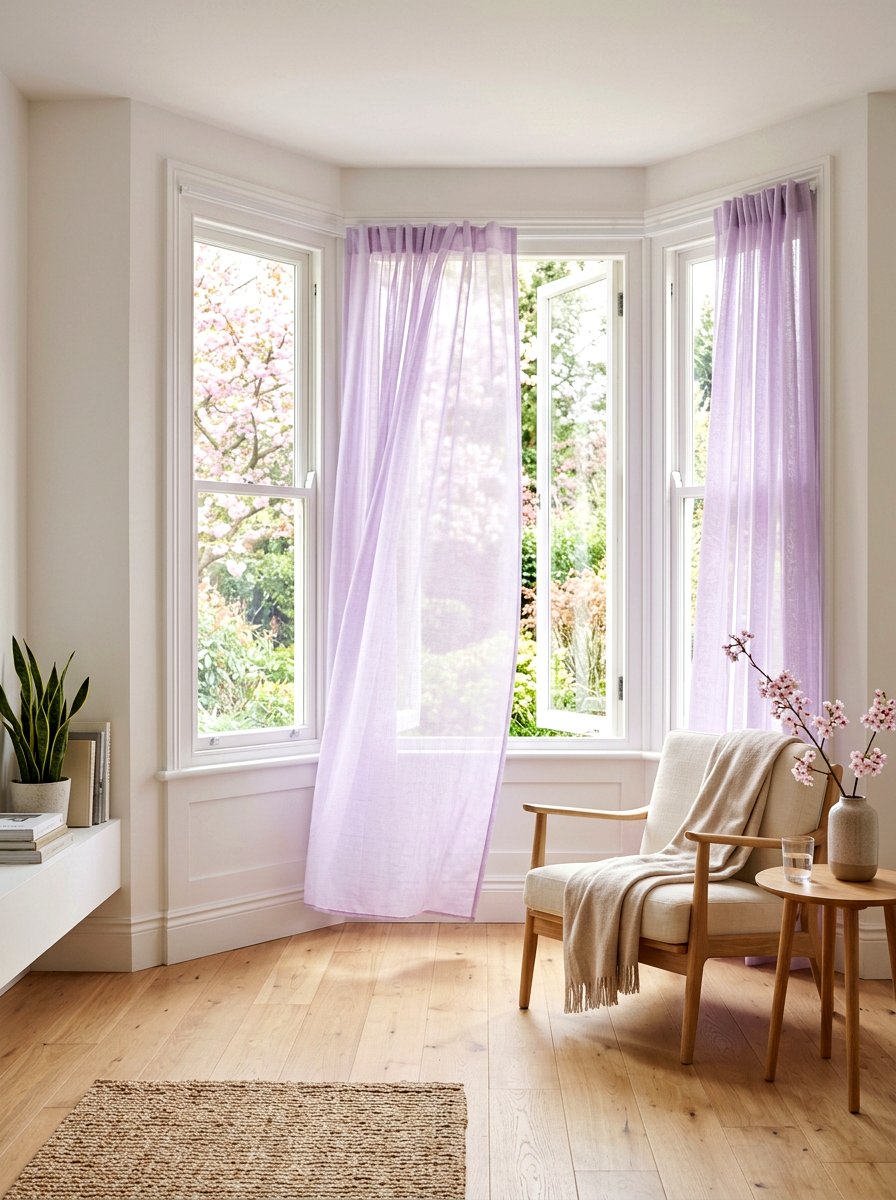 Pastel Sheer Curtains - 25 Spring Bay Window Decor Ideas