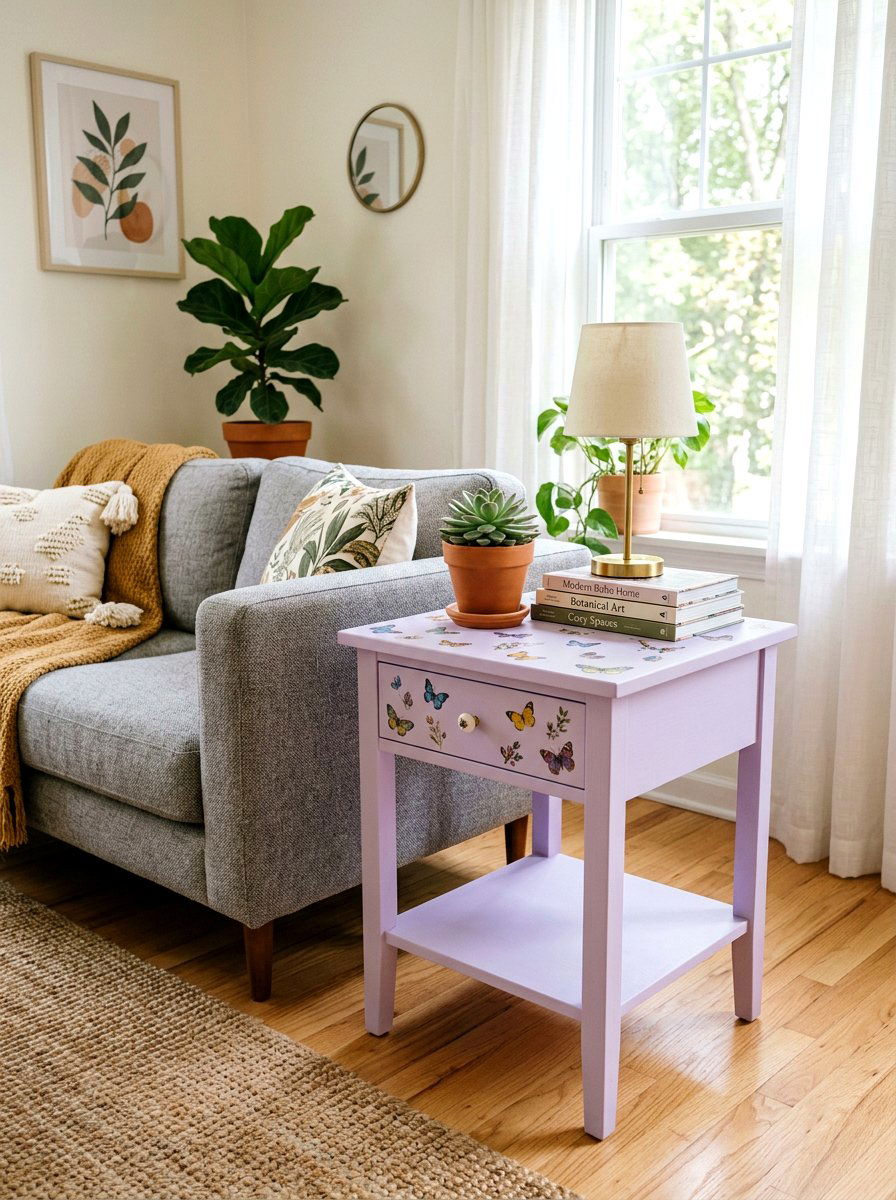 Pastel Side Table - 25 Spring Decoupage Furniture Ideas