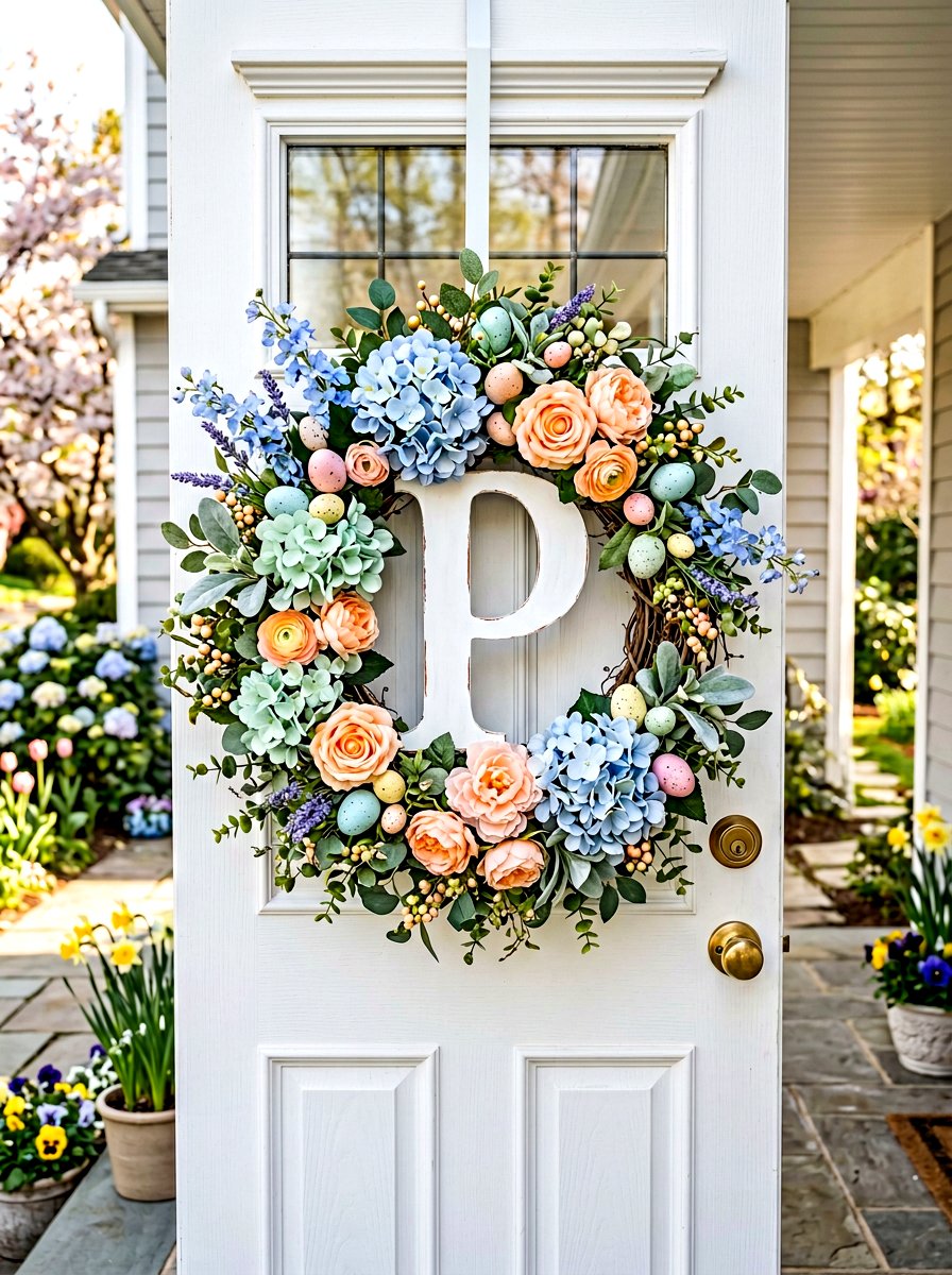 Pastel Spring Monogram Wreath - 25 Spring Monogram Wreath Ideas