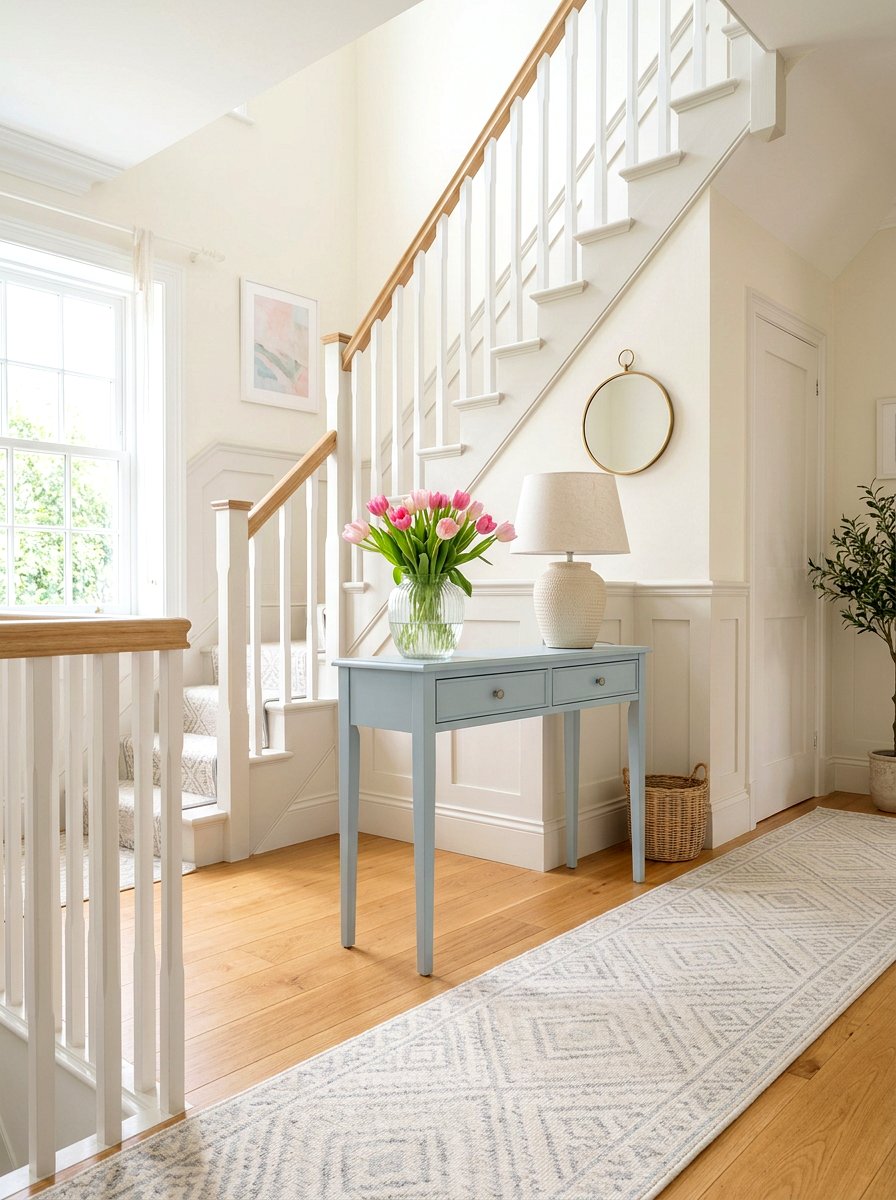 Pastel Staircase Landing - 25 Spring Landing Decor Ideas