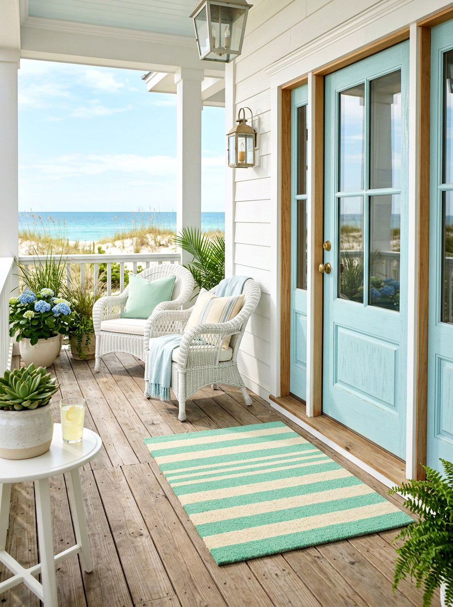 Pastel Striped Doormat - 25 Spring Doormat Ideas