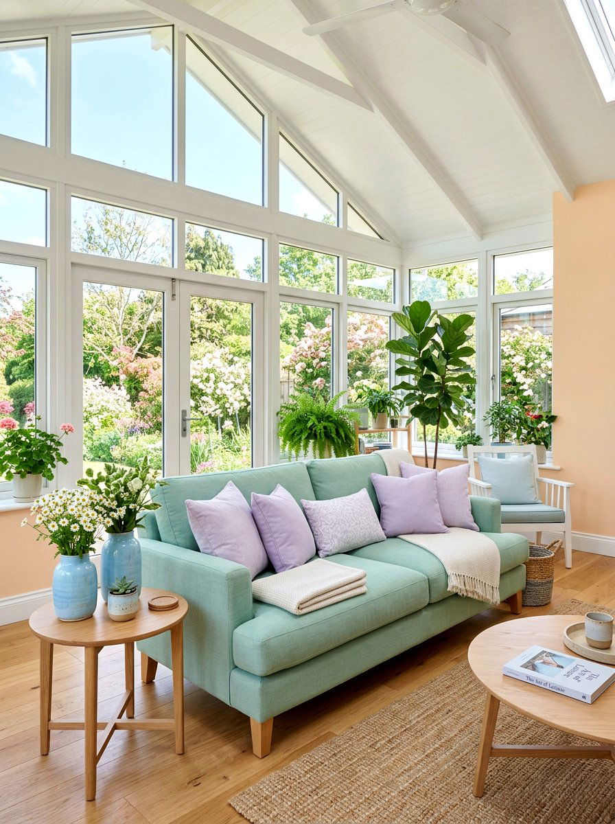 Pastel Sunroom - 25 Spring Sunroom Spring Decor Ideas