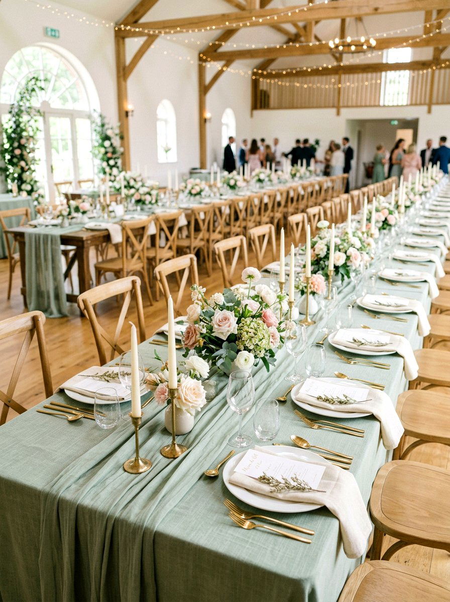 Pastel Table Linen - 25 Spring Barn Wedding Decor Ideas