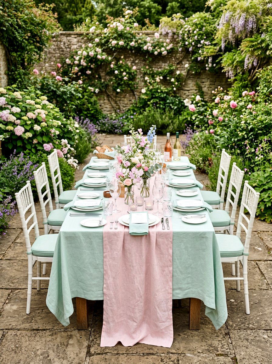 Pastel Table Linens - 25 Spring Garden Party Decor Ideas