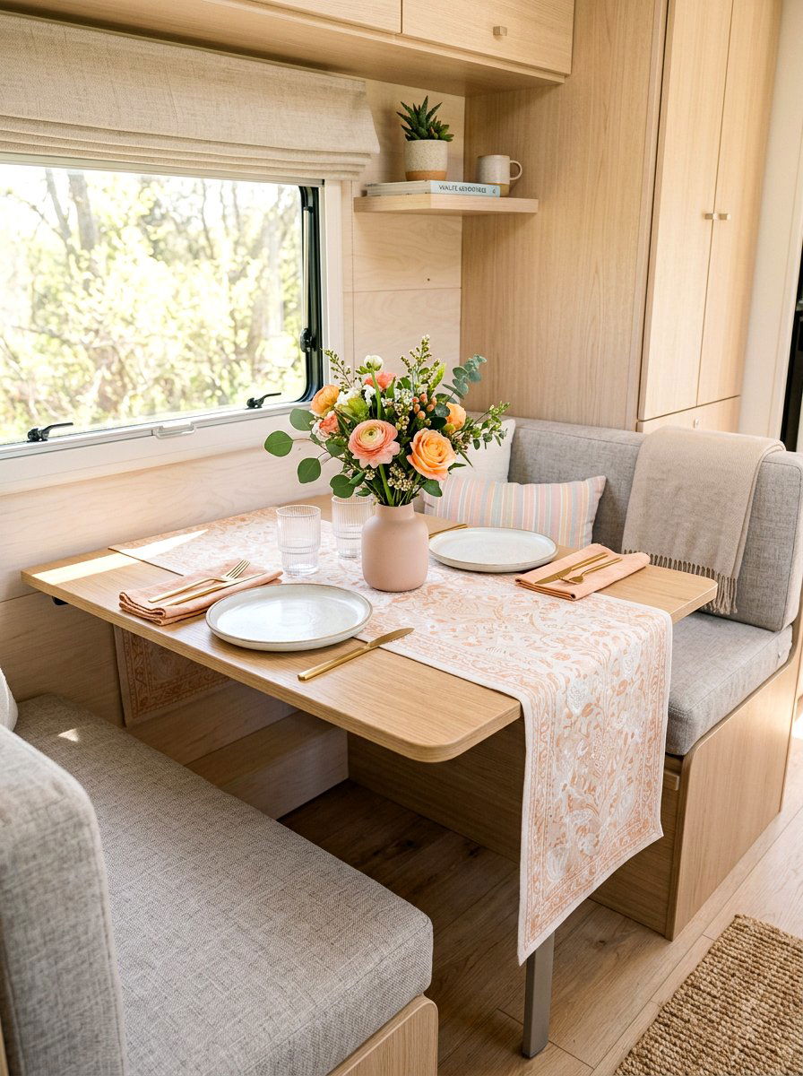 Pastel Table Runner - 25 Spring Camper Decor Ideas