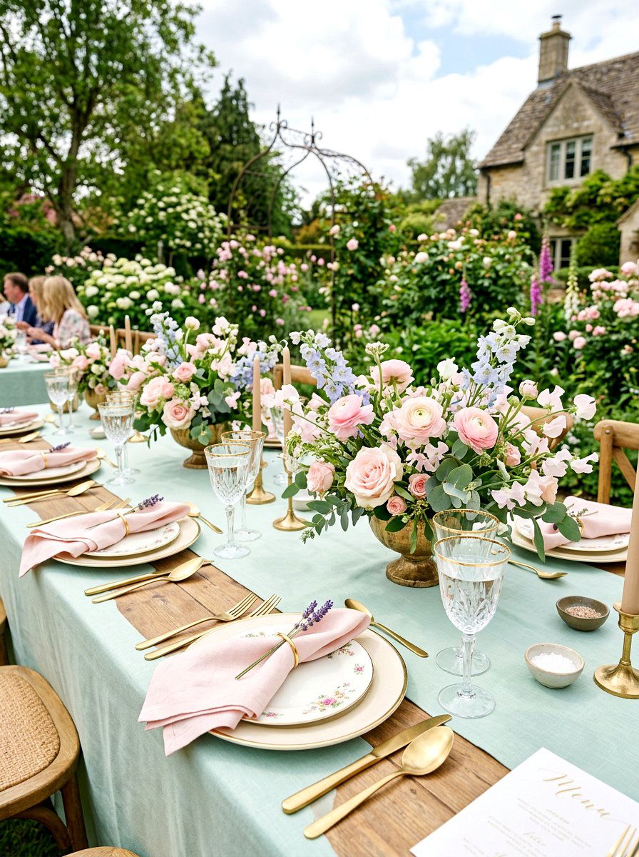 Pastel Table Setting - 25 Spring Outdoor Wedding Decor Ideas