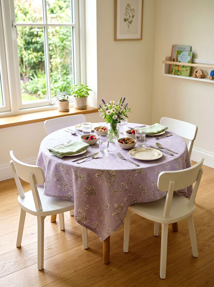Pastel Tablecloth - 25 Spring Kids Table Decor Ideas