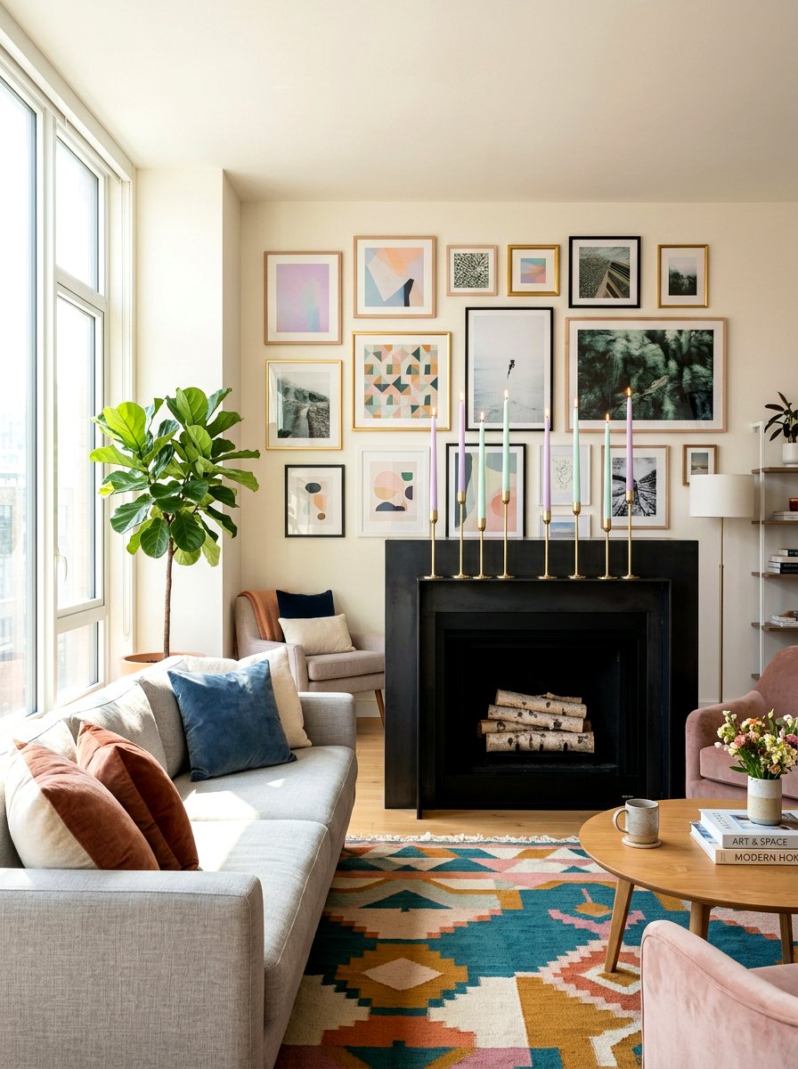 Pastel Taper Candle - 25 Spring Modern Mantel Ideas