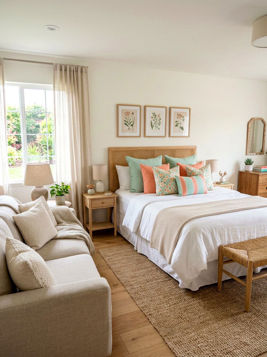 Pastel Throw Pillows - 25 Spring Guest Bedroom Decor Ideas