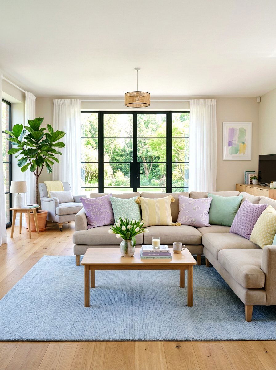 Pastel Throw Pillows - 25 Spring Rental Friendly Decor Ideas